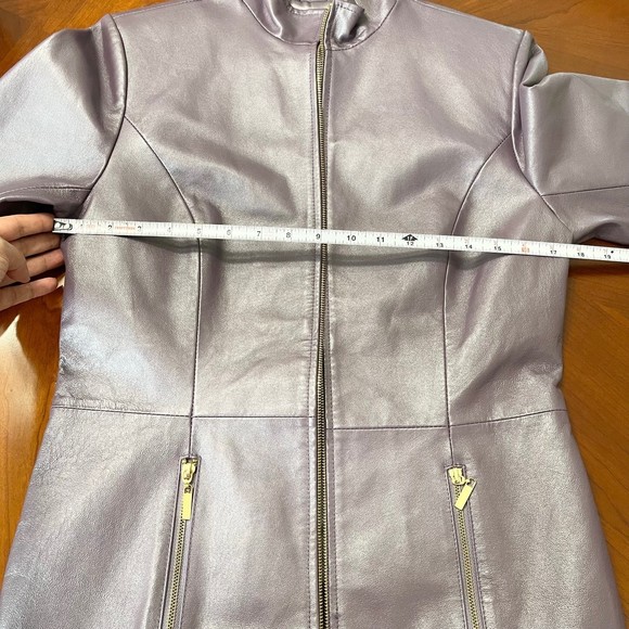 TERRY LEWIS CLASSIC Purple Leather Jacket Biker Outdoor Classic Size XS - Picture 7 of 9